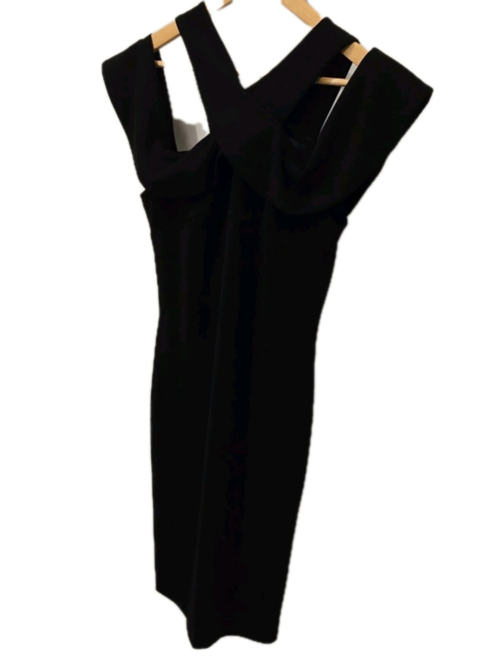 Rachel Roy Black Solid Sheath Dress Womens L Sleeveless Round Neck Midi